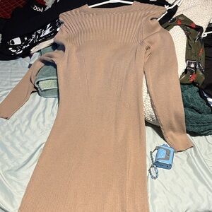 Elegant Tan Knit Dress